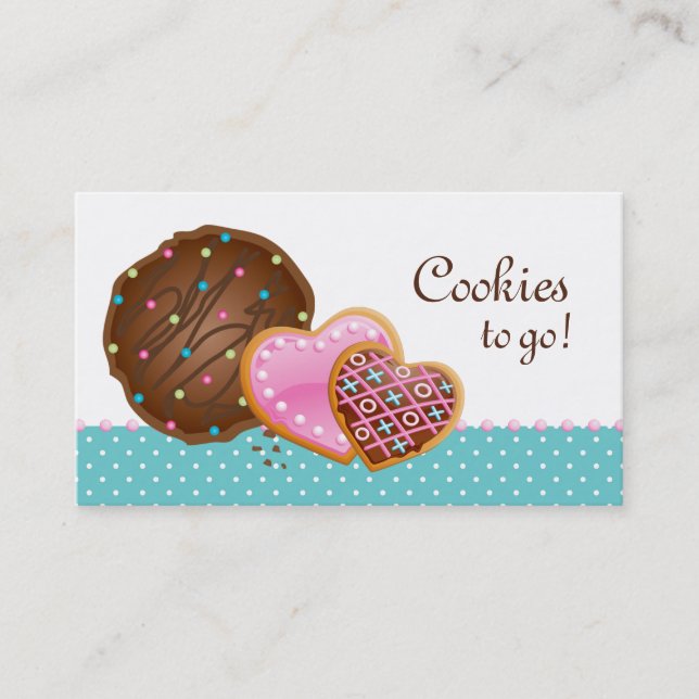 Cookies Donut Bakery Cute Polka Dots Modern Business Card (Front)