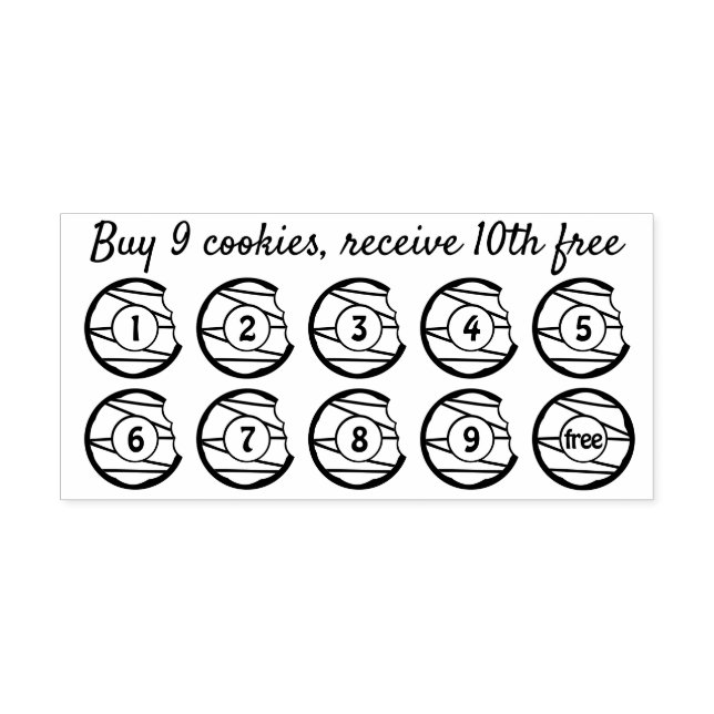 Cookies Donuts Pastries Punch Bakery Loyalty Self-inking Stamp (Design)