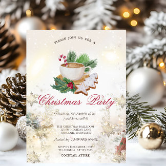 Cookies Drink Snowflakes Presents Company  Invitation