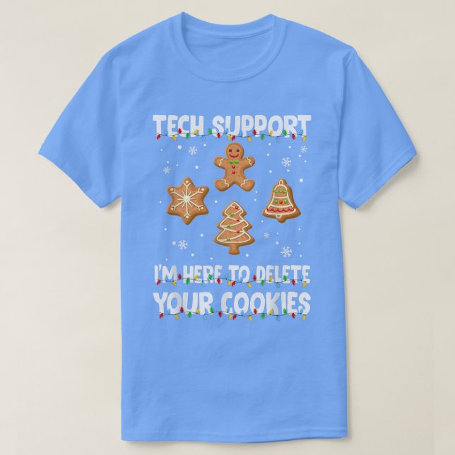 Cookies Eater Computer Tech Support Joke Christmas T-Shirt (Design Front)