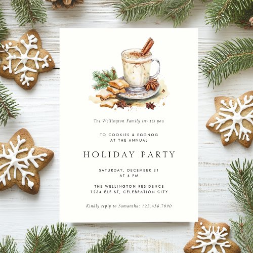 Cookies Eggnog Cocoa Modern Holiday Party Invitation