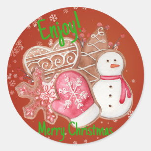 Cookies Enjoy Merry Christmas PersonalizedSticker Classic Round Sticker