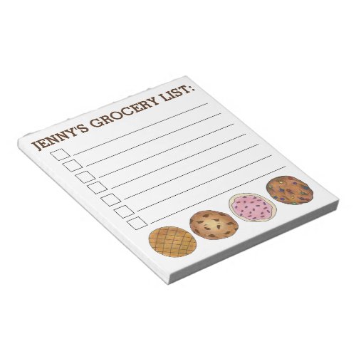 Cookies Foodie Personalized Baking Grocery List Notepad