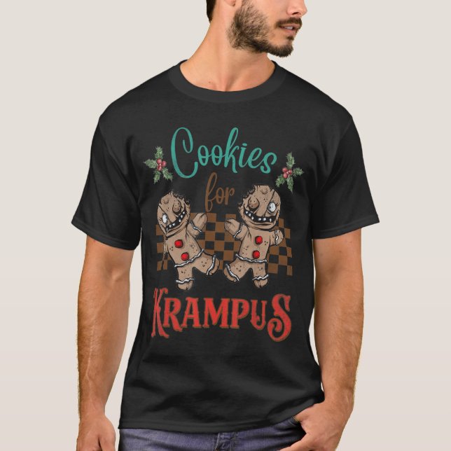Cookies For Krampus Creepy Gingerbread Man Horror  T-Shirt (Front)