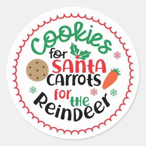 Cookies for Santa and Carrots For the Reindeer Classic Round Sticker