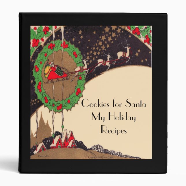 Cookies for Santa Art Deco Recipe Binder (Front)