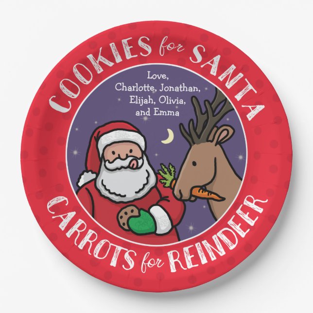 Cookies For Santa, Carrots Reindeer, Personalized Paper Plates (Front)