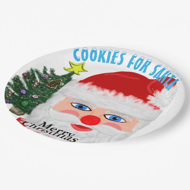 Cookies for Santa Christmas Tree  Paper Plates (Angled)