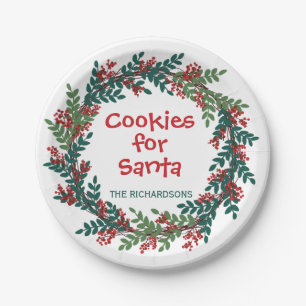 Cookies for Santa Christmas Wreath Paper Plates