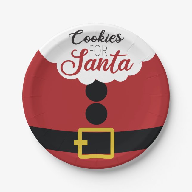 Cookies for Santa Claus Family Christmas Paper Plates (Front)