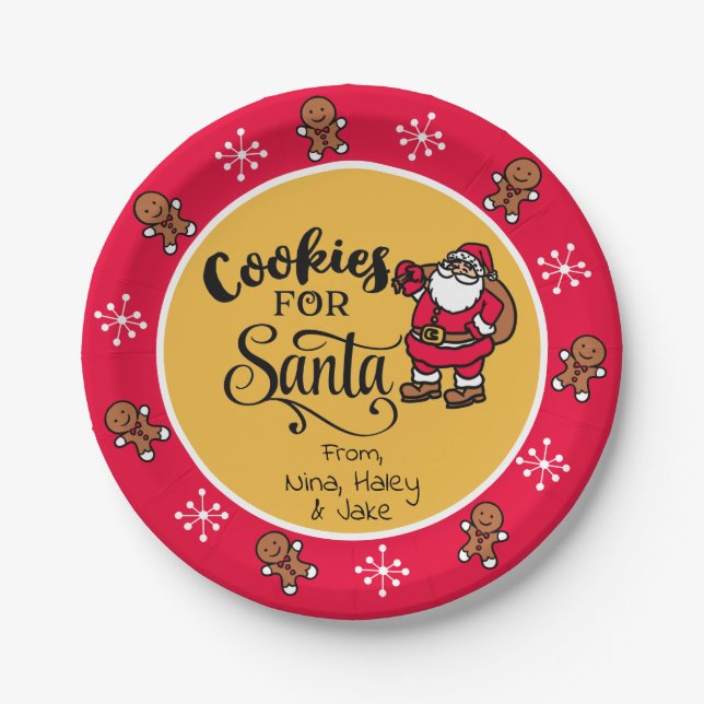 Cookies for Santa Claus Paper Plates (Front)