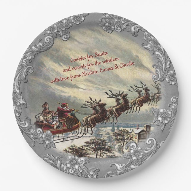 Cookies for Santa 🎅(customizable) Paper Plates (Front)