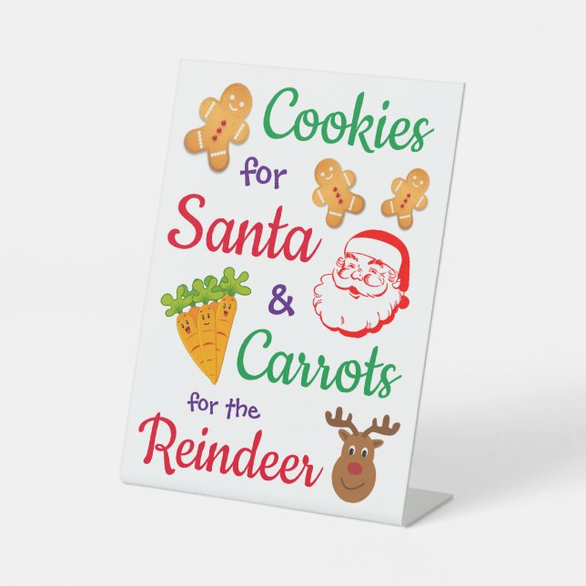 Cookies for Santa, Cute & Colorful Tabletop Sign (Front)