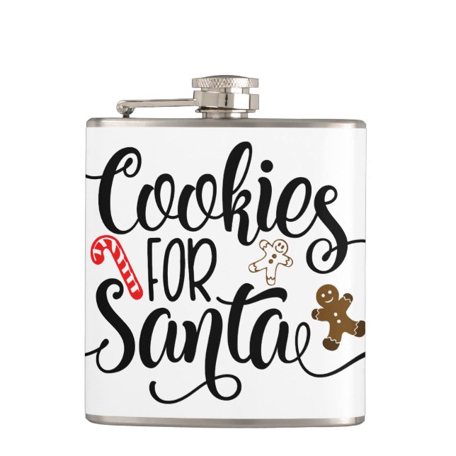 Cookies for Santa Fun Christmas Flask (Front)