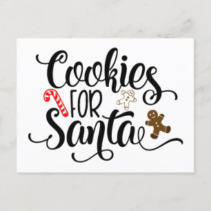 Cookies for Santa Fun Christmas Holiday Postcard
