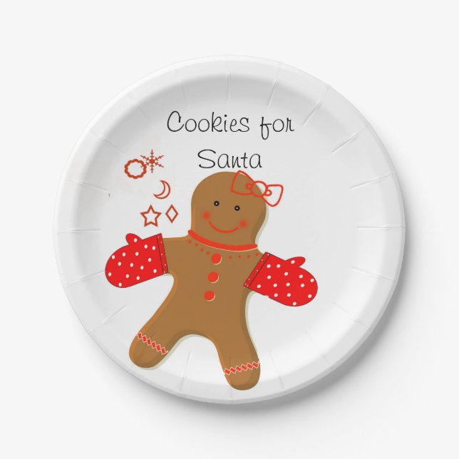 Cookies for Santa Gingerbread Baker Paper Plates (Front)