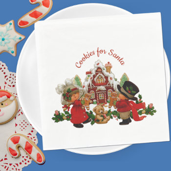 Cookies For Santa Gingerbread House Paper Napkins by pinkladybugs at Zazzle