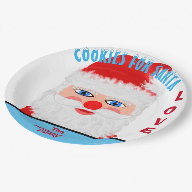 Cookies for Santa Love Family Name Paper Plates (Angled)