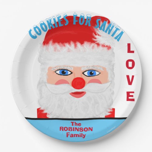 Cookies for Santa Love Family Name Paper Plates