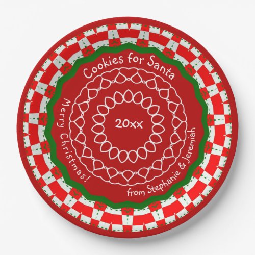 Cookies For Santa Red Green Merry Christmas Paper Plates