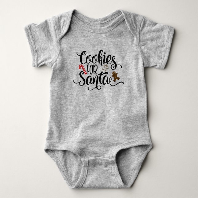 Cookies for Santa Whimsical Text | Jersey Bodysuit (Front)