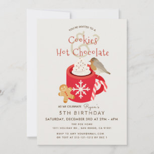 Cookies & Hot Chocolate Teal Birthday Invitation