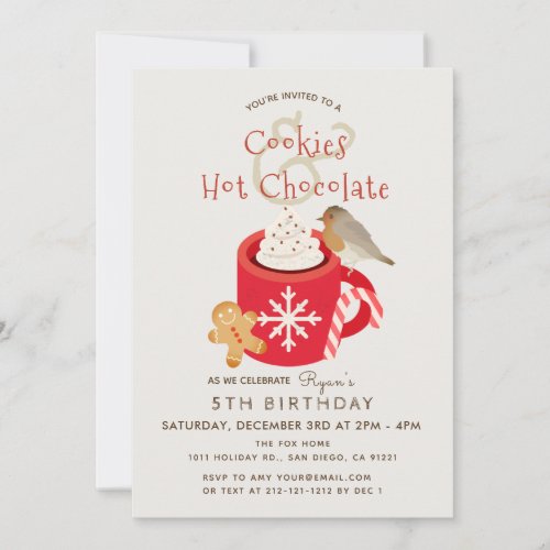 Cookies  Hot Chocolate Teal Birthday Invitation