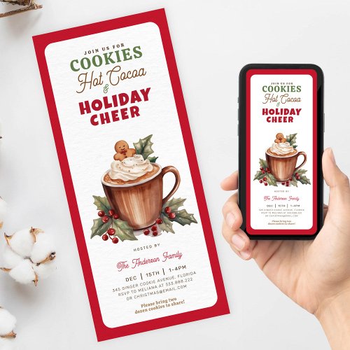 cookies hot cocoa and holiday cheer christmas  invitation