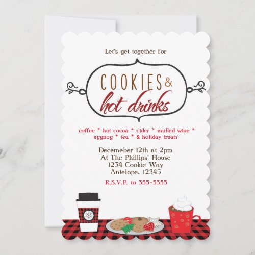 Cookies  Hot Drinks Holiday Party Invitations