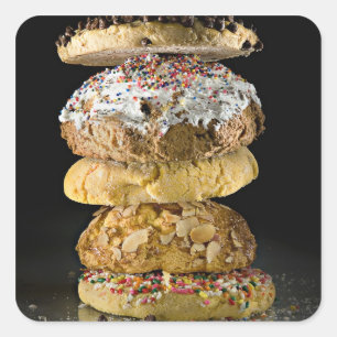 Cookies in a stack square sticker