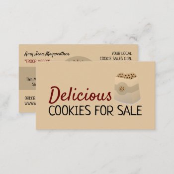 Cookies In Bag  Cookie Sales Fundraising Card by TheBusinessCardStore at Zazzle