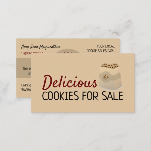 Cookies in Bag Cookie Sales Fundraising Card