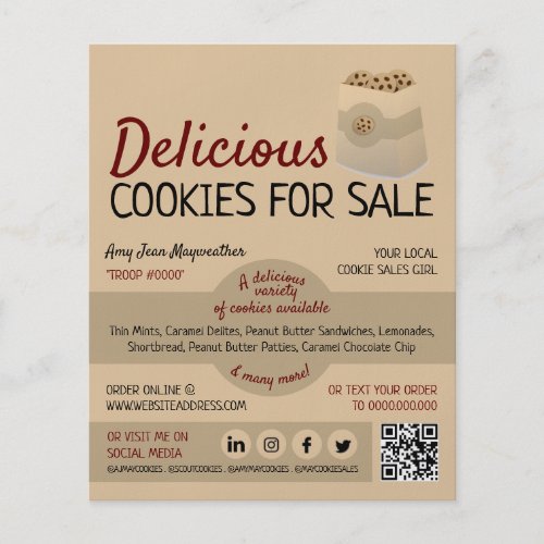 Cookies in Bag Cookie Sales Fundraising Flyer
