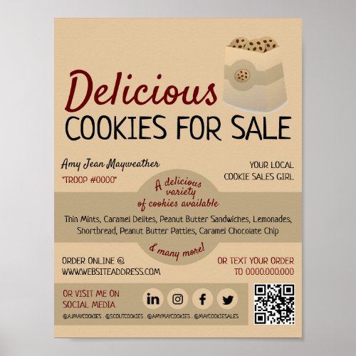 Cookies in Bag Cookie Sales Fundraising Poster