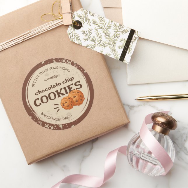 Cookies Label Circle Sticker in Brown Rustic (Gifting)