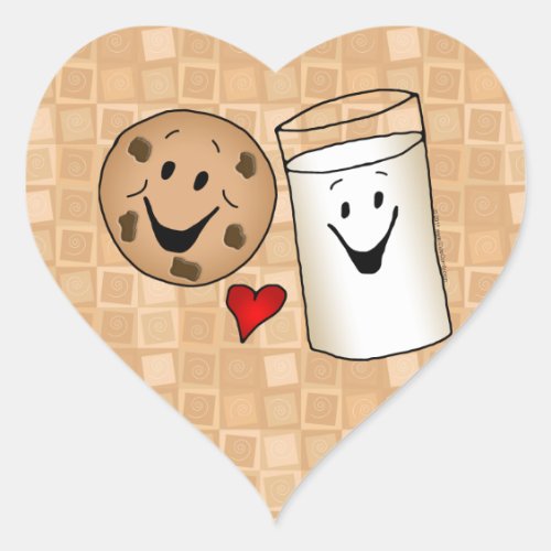 Cookies love Milk Friends Cartoon Heart Sticker