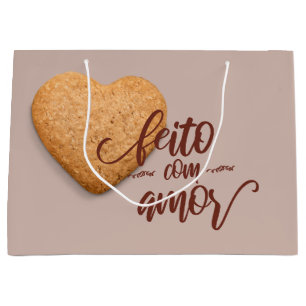 Cookies made with love, feito com amor large gift bag