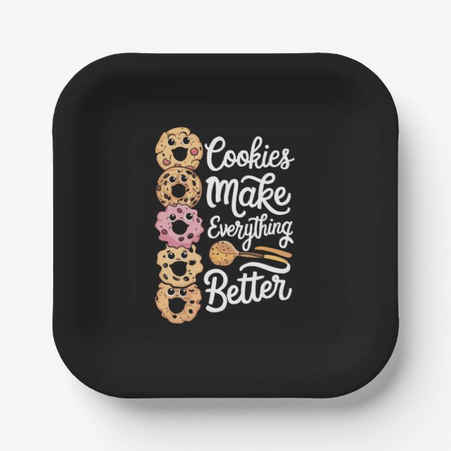 Cookies Make Everything Better Funny Christmas Paper Plates (Front)