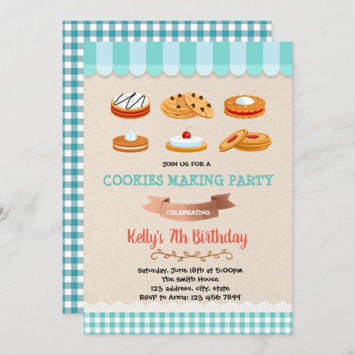 Cookies making birthday party invitation