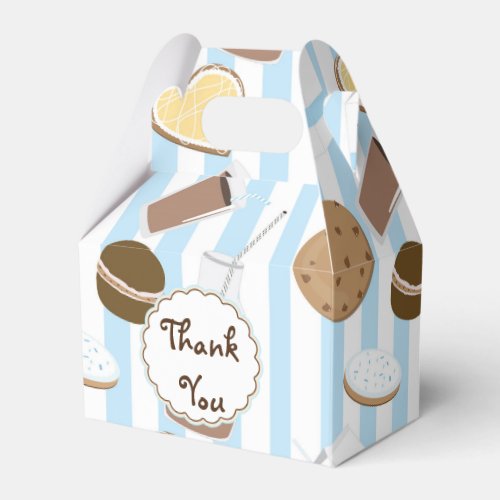 Cookies  Milk Blue Birthday Party Favor Boxes
