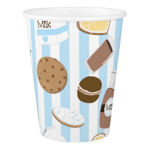 Cookies  Milk Boys Blue Birthday Party Paper Cup