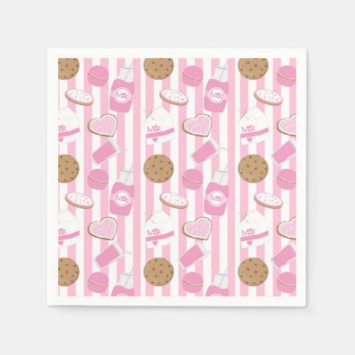Cookies  Milk Girls Pink Birthday Party Napkins