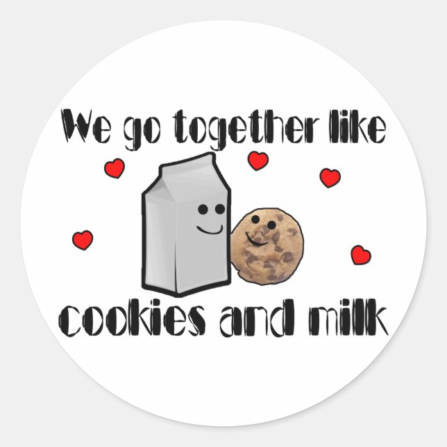 Cookies & Milk Love Classic Round Sticker (Front)