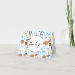 Cookies & Milk Party Blue Fold Thank You Card