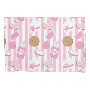 Cookies & Milk Pink and White Striped Girls Pillow Case
