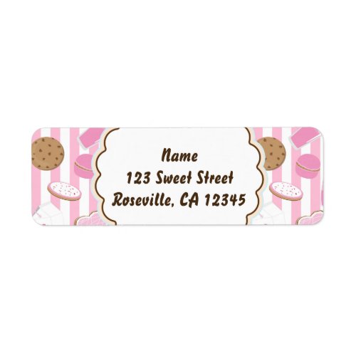 Cookies  Milk Pink Girls Party Address Label