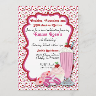 Cookies, Milkshake, & Cupcake Invitation 2
