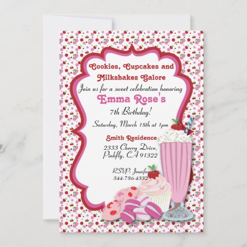 Cookies Milkshake  Cupcake Invitation 2