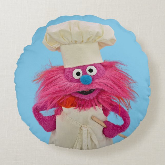 Cookie's Monster Food Truck | Gonger Posing Round Pillow (Front)