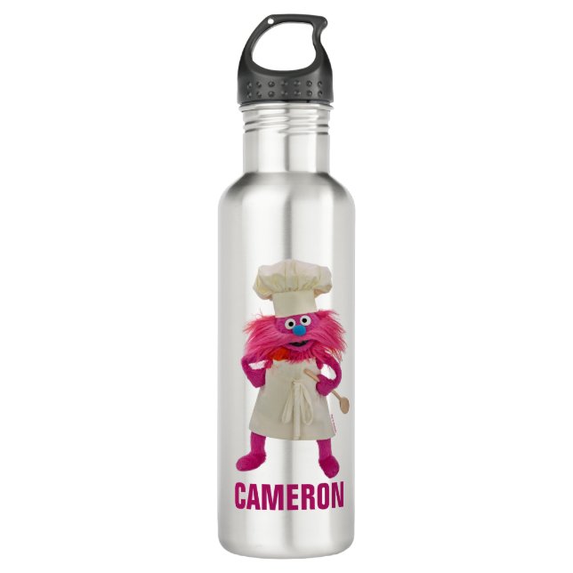Cookie's Monster Food Truck | Gonger Posing Stainless Steel Water Bottle (Front)